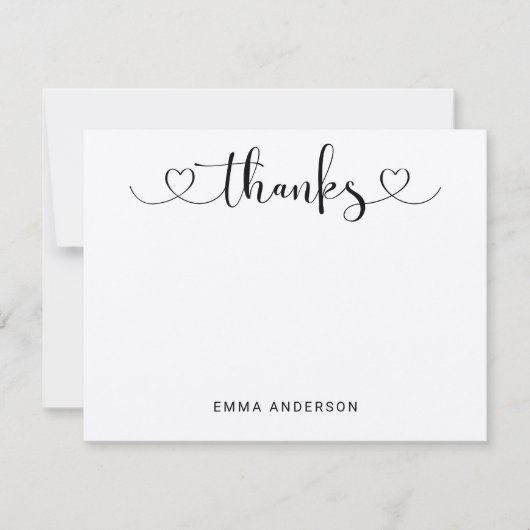 おしゃれなクラフト紙のハートスクリプト感謝カード サンキューカード (正面)