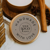 おしゃれなクラフト風ロゴステッカー 手作りで愛を込めて ラウンドシール