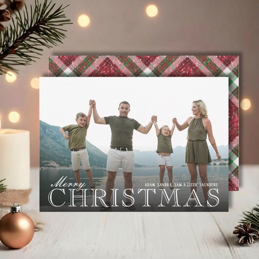 おしゃれなクリスマスのチェック柄の写真 シーズンカード