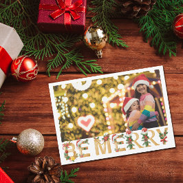 おしゃれなクリスマスの子供の写真 - ゴールドの文字 シーズンカード