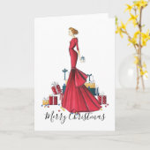 おしゃれなクリスマスの素描「A Christmas Story」 カード (黄色い花)