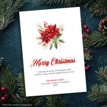 おしゃれなクリスマスの花のプリントグリーティングカード