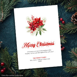 おしゃれなクリスマスの花のプリントグリーティングカード シーズンカード