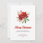おしゃれなクリスマスの花のプリントグリーティングカード シーズンカード (正面)