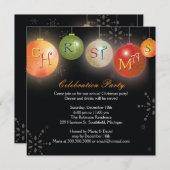 おしゃれなクリスマスオーナメントと楽しいホリデーパーティー 招待状 (正面/裏面)