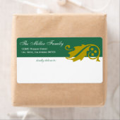 おしゃれなクリスマスツリーの葉のデザイン、緑と金のシッピングラベル ラベル (インサイチュ)