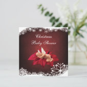 おしゃれなクリスマスベイビーシャワー「Baby & Poinsettia」 招待状 (スタンド正面)