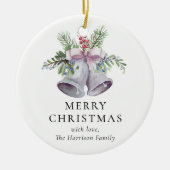 おしゃれなクリスマスベルパーティー エレガントなホリデーシーズン セラミックオーナメント (正面)