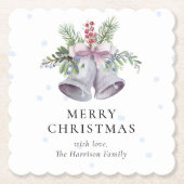 おしゃれなクリスマスベルパーティー エレガントなホリデーシーズン ペーパーコースター (正面)