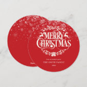 おしゃれなクリスマス シックな雪の結晶 エレガントでモダン シーズンカード (正面/裏面)