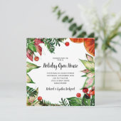 おしゃれなクリスマス プリムラとオレンジ 招待状 (スタンド正面)