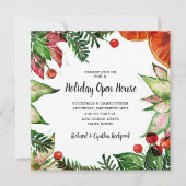 おしゃれなクリスマス プリムラとオレンジ 招待状 (正面)