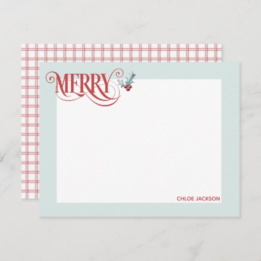 おしゃれなクリスマス・ホリデー・メッセージカード ノートカード (正面/裏面)
