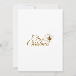 おしゃれなクリスマス：ミニマリストのサンタ帽 & ホーリーデザイン シーズンカード