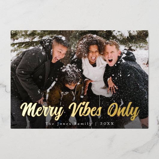 おしゃれなクリスマス　メリーな雰囲気だけのフォト 箔シーズンカード (正面)