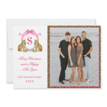 おしゃれなクリスマス レオパード モノグラム フォト イン