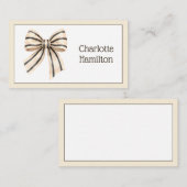おしゃれなクリームと黒のストライプのリボン ノートカード (正面/裏面)