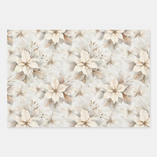 おしゃれなクリームグレー ハート オーナメント ウェディング ラッピングペーパーシート (正面3)