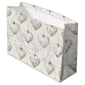 おしゃれなクリームグレー ハート オーナメント 結婚式 ラージペーパーバッグ (裏面アングル)