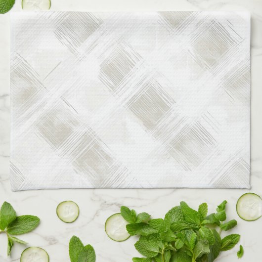 おしゃれなクリームホワイトのストライプ柄の結婚前お披露目パーティー キッチンタオル (折り畳み)