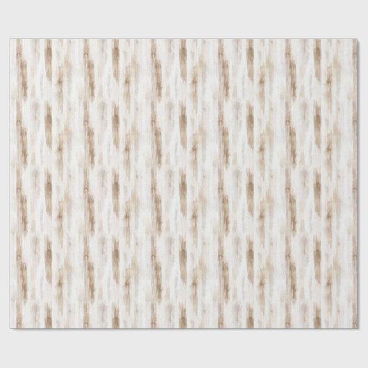 おしゃれなクリームホワイトブラウンストライプの誕生日 ラッピングペーパー (フラット)