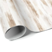 おしゃれなクリームホワイトブラウンストライプの誕生日 ラッピングペーパー (ロールコーナー)