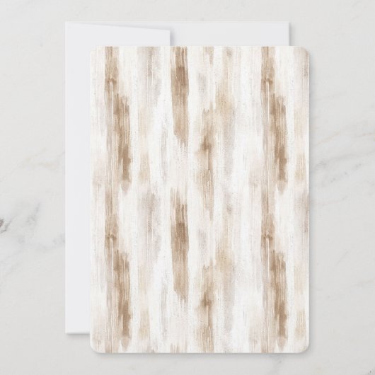 おしゃれなクリームホワイトブラウンストライプの誕生日 招待状 (裏面)