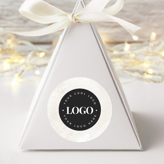 おしゃれなクリーム大理石 マーブル カスタムロゴここにお入れください ビジネス ラウンドシール