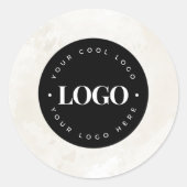 おしゃれなクリーム大理石 マーブル カスタムロゴここにお入れください ビジネス ラウンドシール (正面)