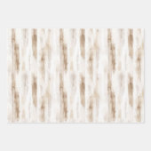 おしゃれなクリーム色の白と茶色のストライプの結婚前お披露目パーティー ラッピングペーパーシート (正面3)