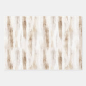 おしゃれなクリーム色の白と茶色のストライプの結婚前お披露目パーティー ラッピングペーパーシート (正面2)