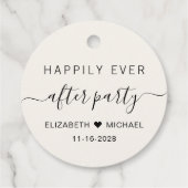 おしゃれなクリーム色の結婚式二次会のお礼 フェイバータグ (裏面)