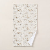 おしゃれなクリーム色の蝶々 ブライダルシャワー バスタオルセット (ハンドタオル)