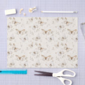 おしゃれなクリーム色の蝶の誕生日 薄葉紙 (クラフト)