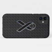 おしゃれなクロムブラック リボン アウェアネス Case-Mate iPhoneケース (裏面(横))