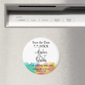 おしゃれなグアッシュ水彩画でSave the Date ウェディング マグネット (インサイチュ (食洗機))