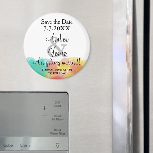 おしゃれなグアッシュ水彩画でSave the Date ウェディング マグネット (インサイチュ (冷蔵庫))