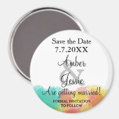 おしゃれなグアッシュ水彩 結婚式のSave the Date マグネット (正面/裏面)