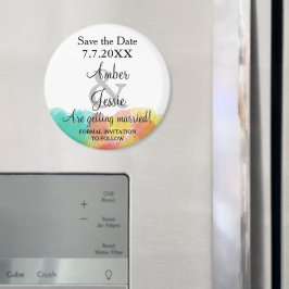 おしゃれなグアッシュ水彩 結婚式のSave the Date マグネット
