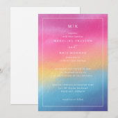 おしゃれなグラデーション水彩結婚式招待状 招待状 (正面/裏面)