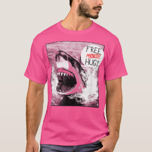 おしゃれなグラフィックのホワイトシャーク 無料の口ハグ Tシャツ