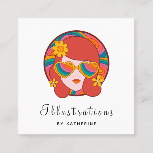 おしゃれなグラフィックデザイナー イラストレーター ソーシャルメディア スクエア名刺 (正面)