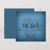 おしゃれなグランジー Save the Date 招待状、青 セーブザデート (正面/裏面)