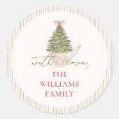 おしゃれなグランマミー風クリスマスギフトラベル ラウンドシール (正面)