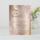 おしゃれなグリッターが垂れるワインぶどうの花嫁シャワー 招待状 (スタンド正面)