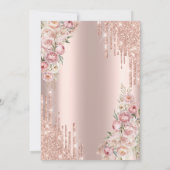 おしゃれなグリッター垂れ、ローズ ローズゴールド 18歳の誕生日 招待状 (裏面)