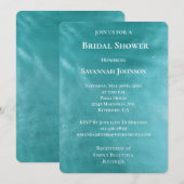 おしゃれなグリッター ターコイズアクアブルー ブライダルシャワー 招待状 (正面/裏面)