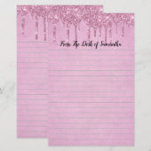 おしゃれなグリッター ピンク ライン ノート 便箋 (正面/裏面)