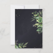 おしゃれなグリーンが黒の背景に映える、費用を抑えたウェディングデザイン 招待状 (正面)