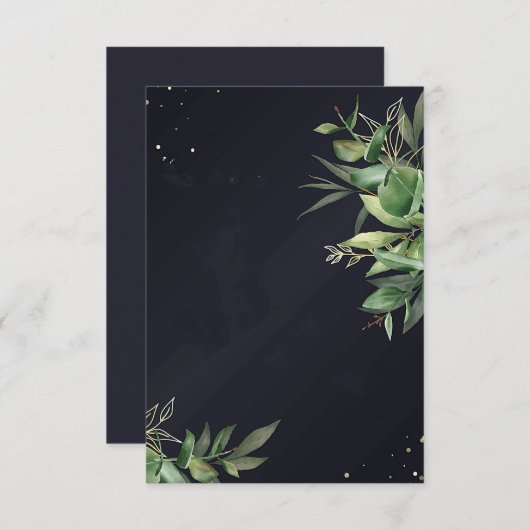 おしゃれなグリーンが黒の背景に映える、費用を抑えたウェディングデザイン 招待状 (正面/裏面)